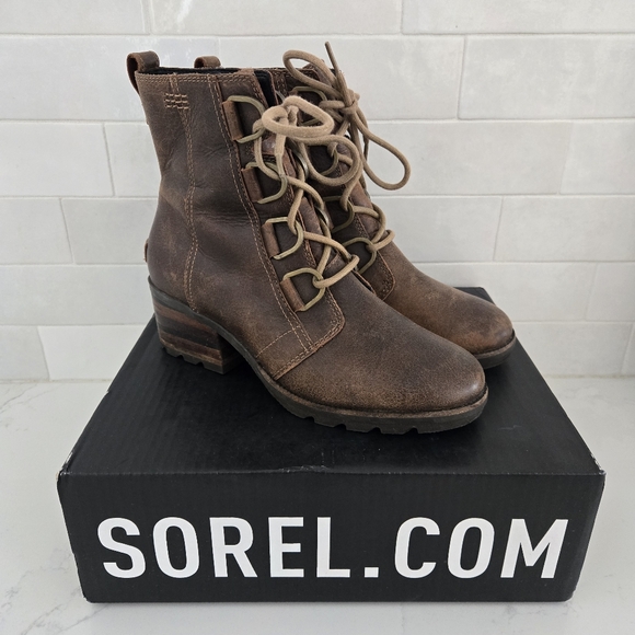Sorel Shoes - Sorel Cate Lace-Up NL3385-282 Brown Leather Waterproof Winter Boots Size 7.5